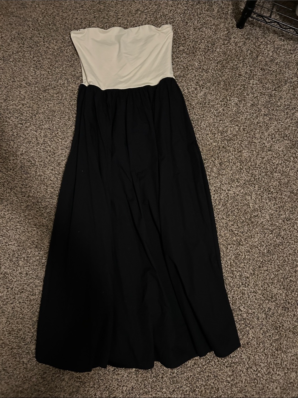 J. Crew Strapless Two-Tone Maxi Skirt Dress in Black and Cream